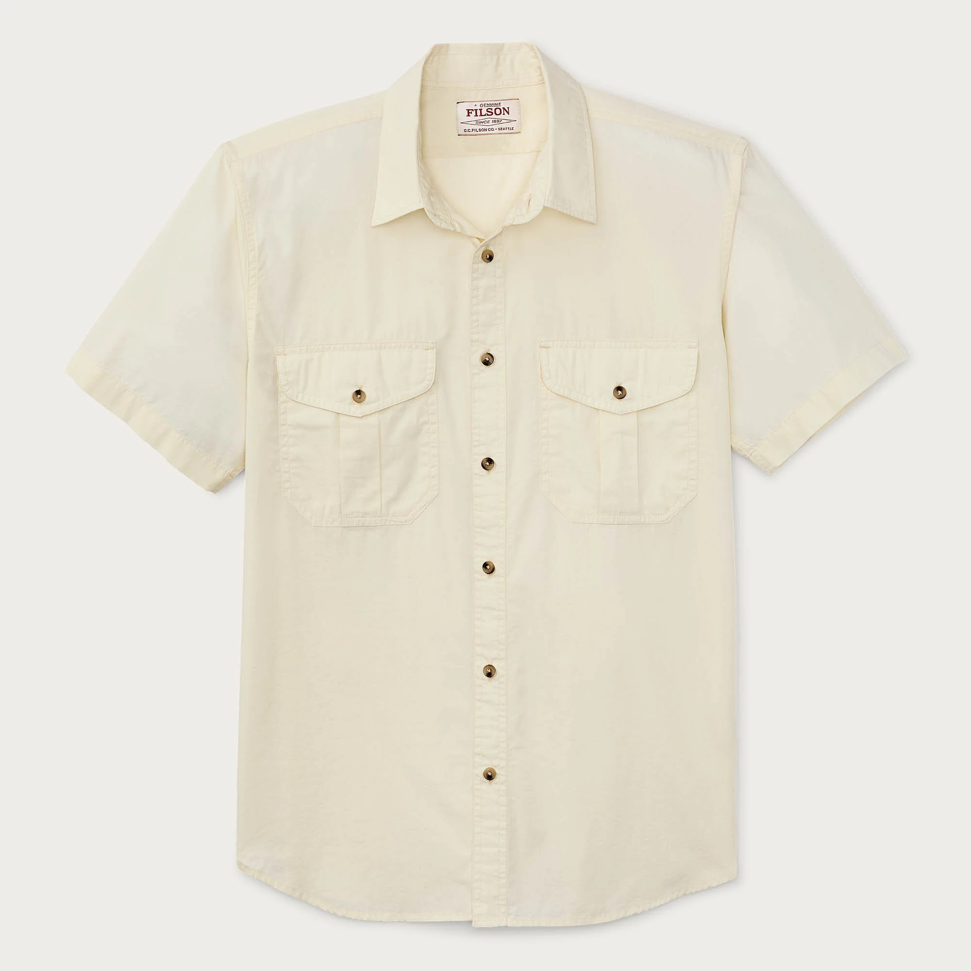 FILSON'S WASHED SHORT SLEEVE FEATHER CLOTH SHIRT