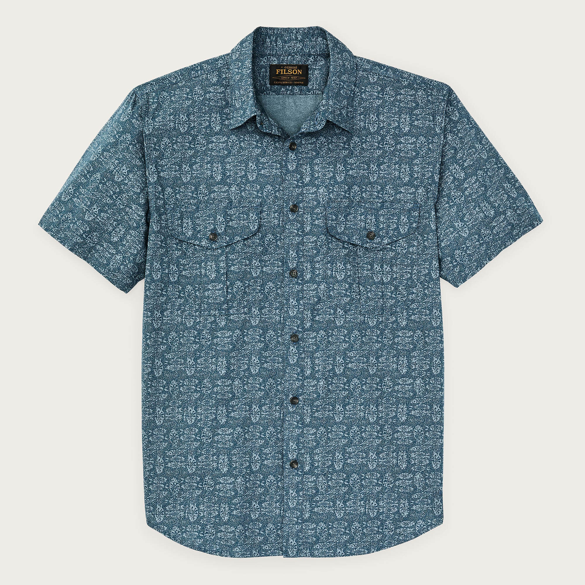 FILSON'S WASHED SHORT SLEEVE FEATHER CLOTH SHIRT
