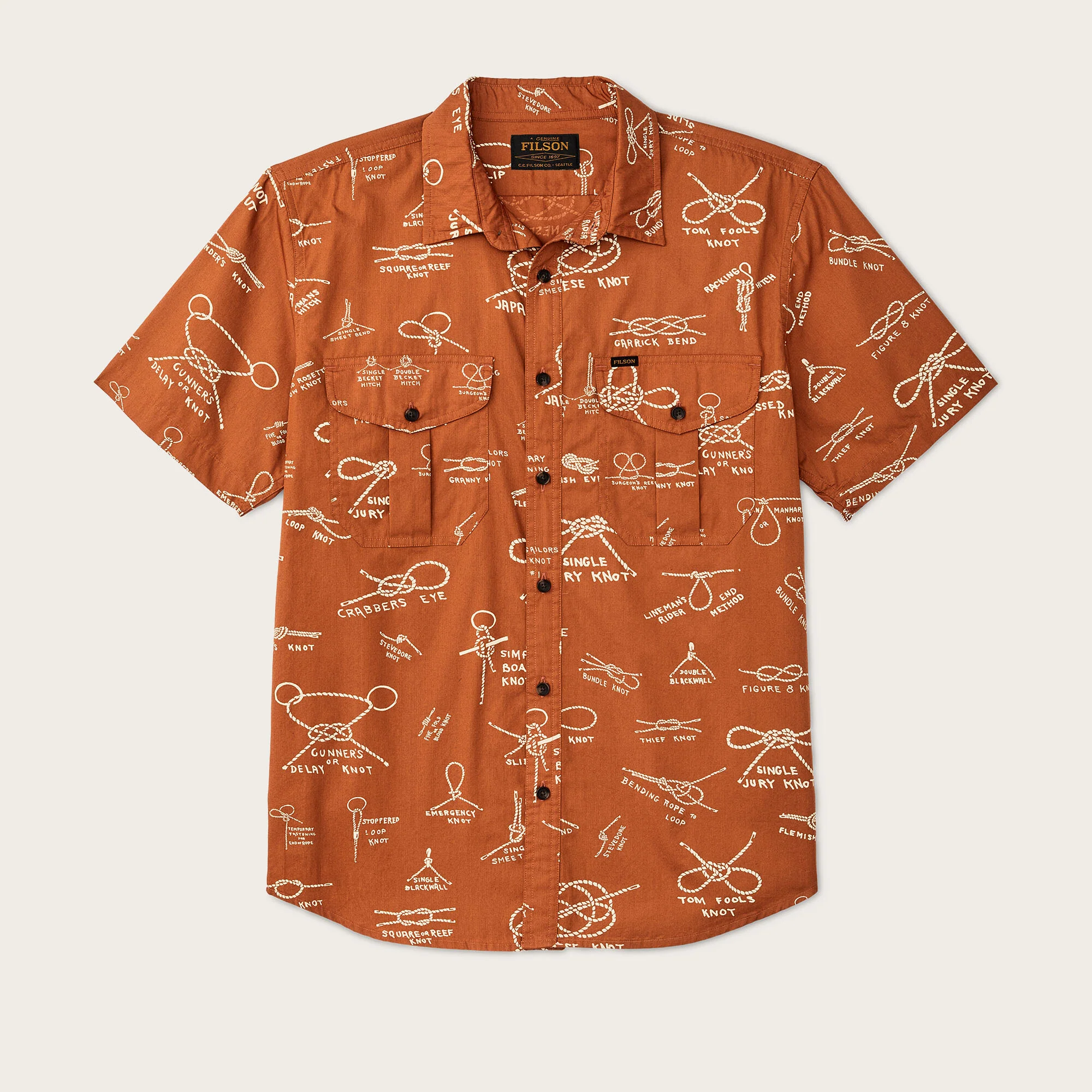 FILSON'S WASHED SHORT SLEEVE FEATHER CLOTH SHIRT