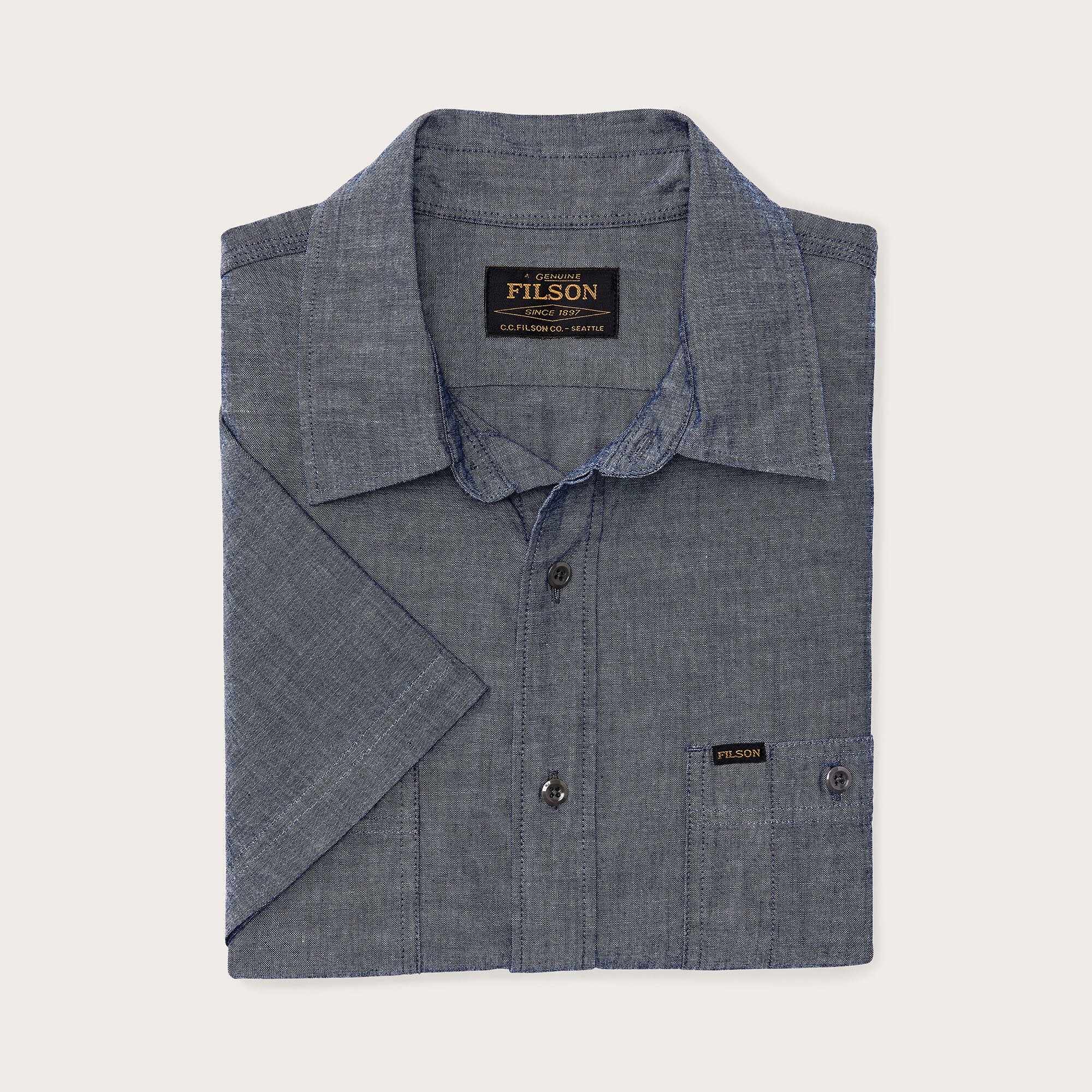 SHORT SLEEVE CHAMBRAY SHIRT - Image 3