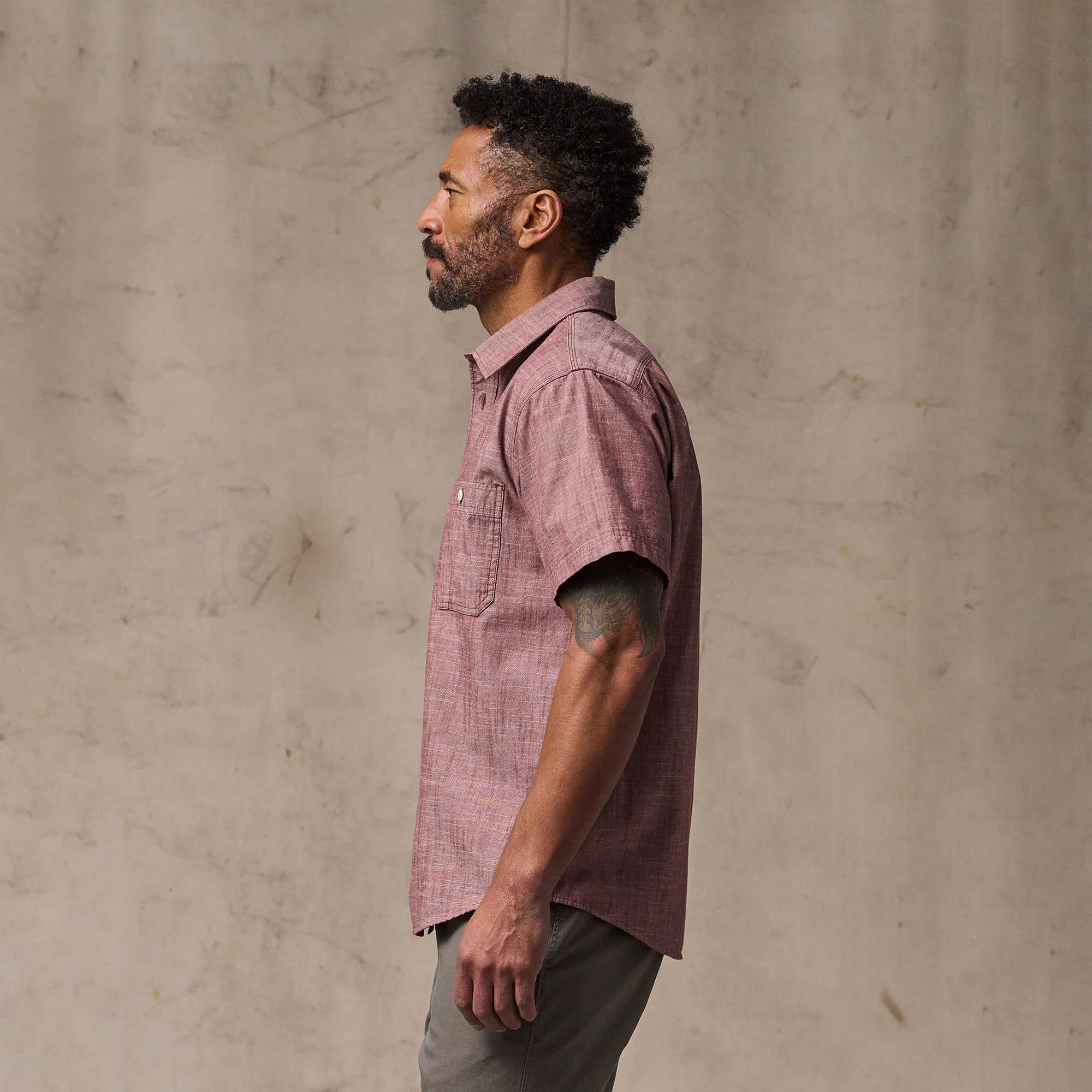 SHORT SLEEVE CHAMBRAY SHIRT - Image 7