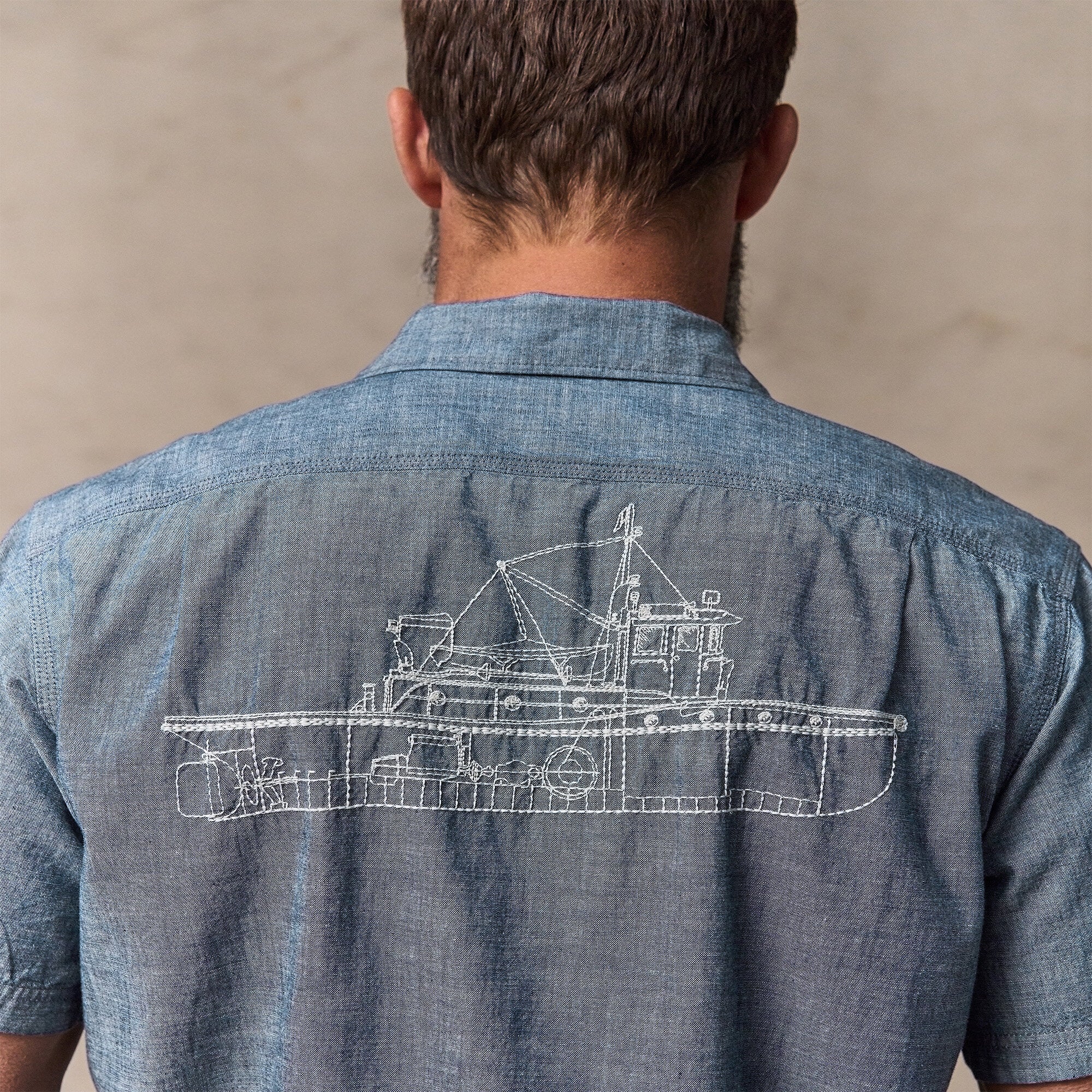 SHORT SLEEVE EMBROIDERED CHAMBRAY SHIRT - Image 11