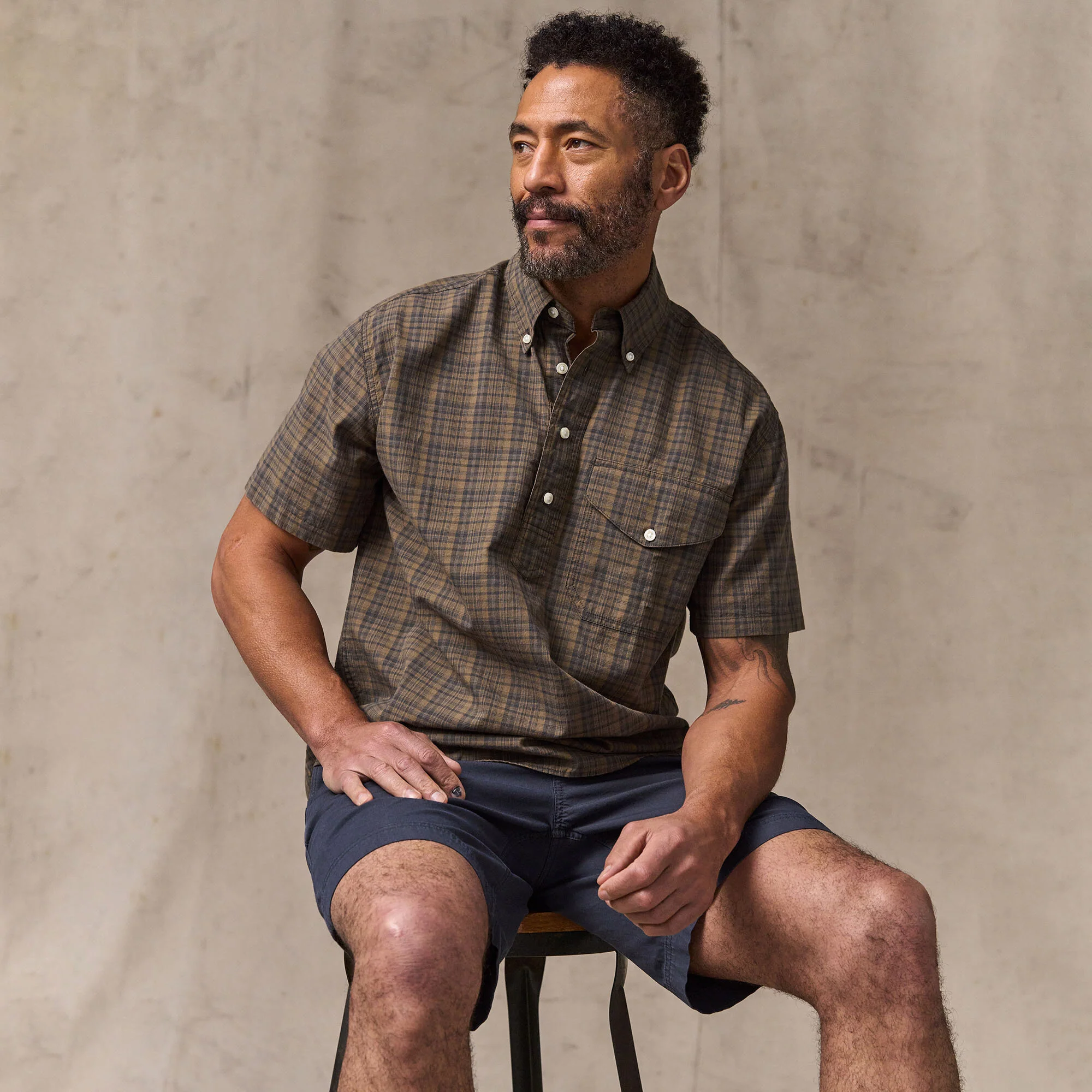SHORT SLEEVE MADRAS POPOVER SHIRT - Image 5
