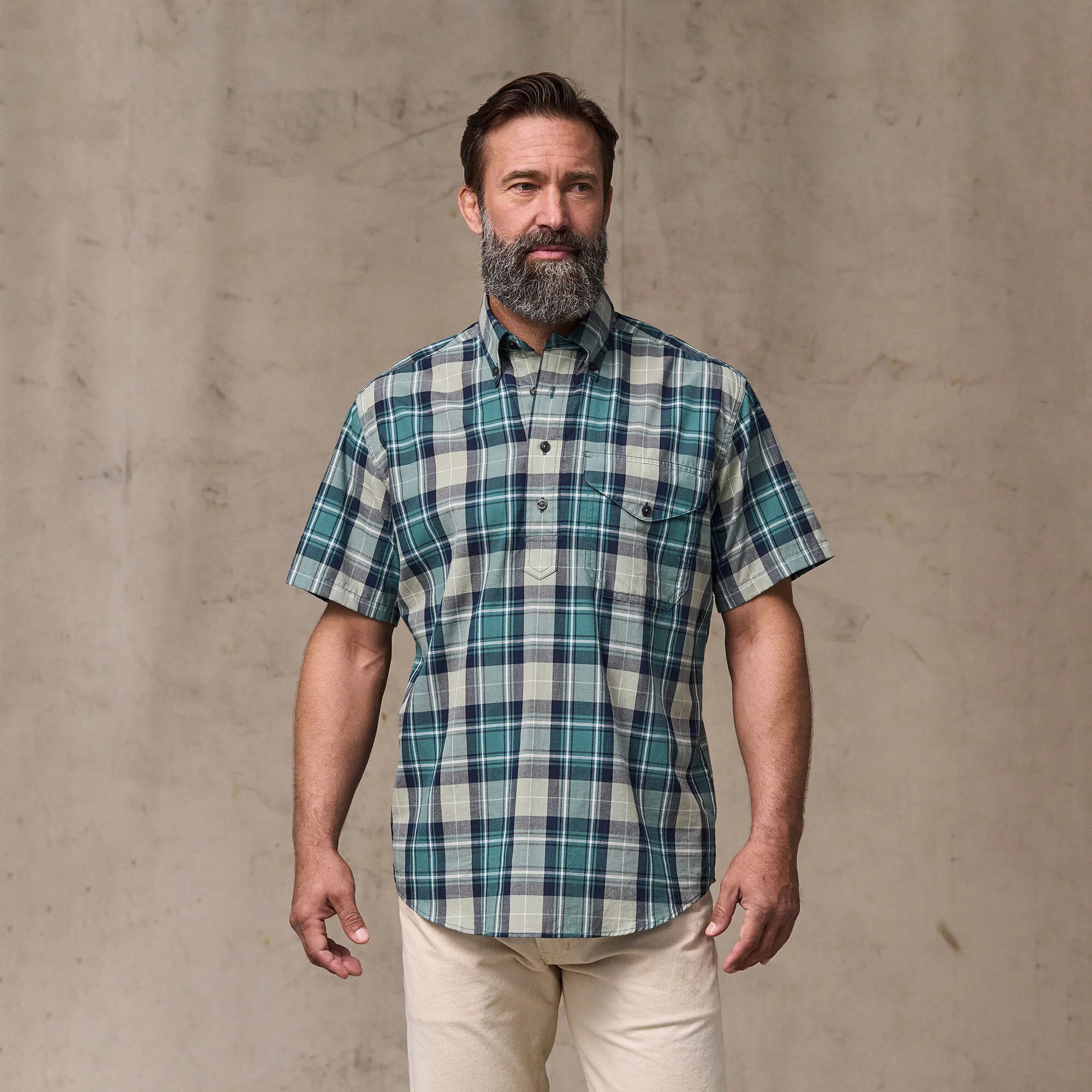 SHORT SLEEVE MADRAS POPOVER SHIRT - Image 5