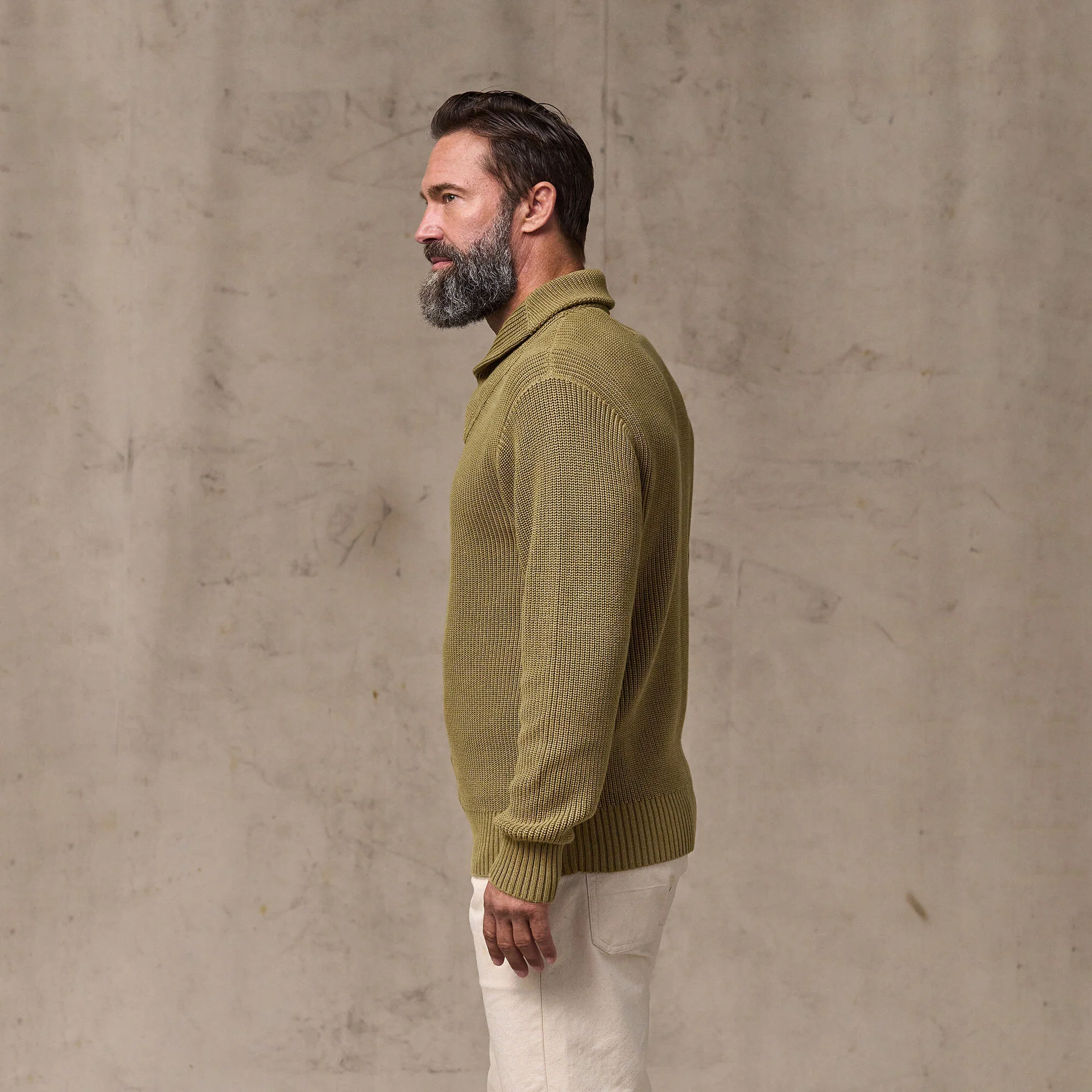 VINTAGE COTTON SHAWL NECK SWEATER - Image 7