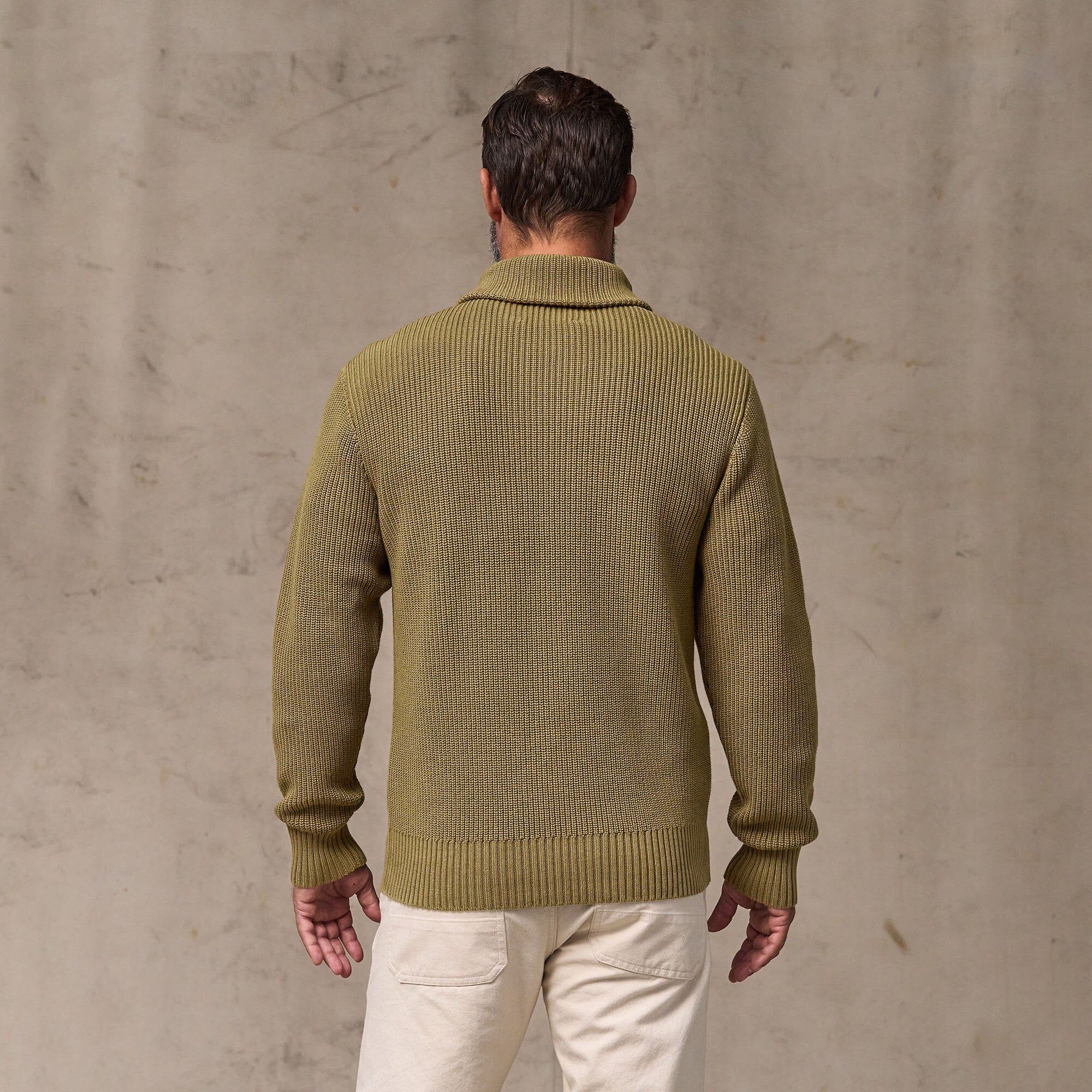 VINTAGE COTTON SHAWL NECK SWEATER - Image 8