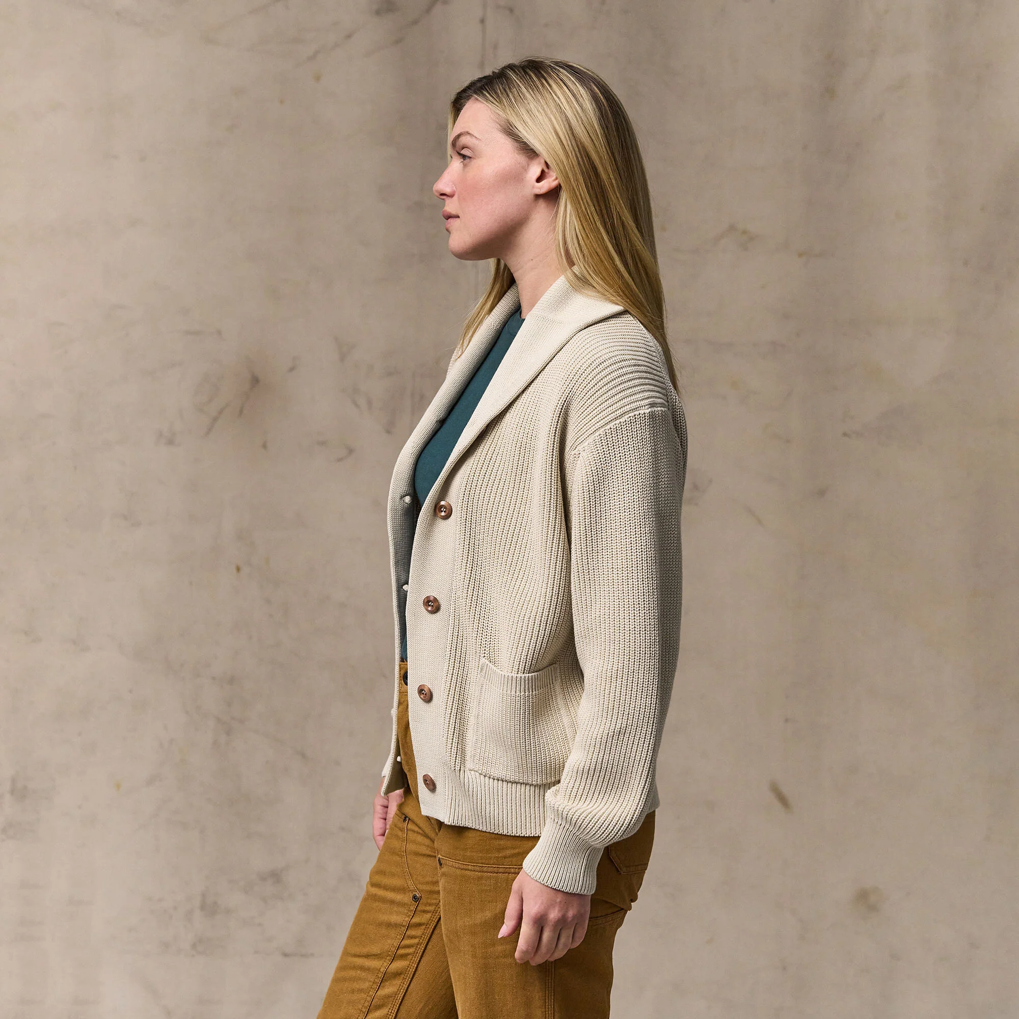 WOMEN'S COTTON SHAWL NECK CARDIGAN - Image 8