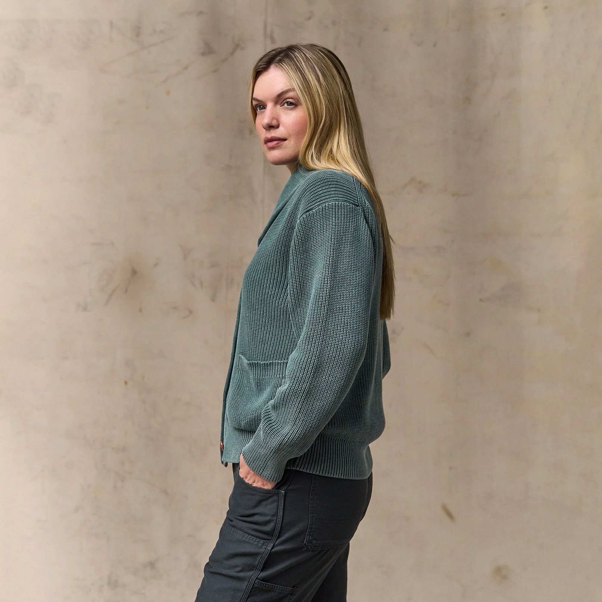 WOMEN'S COTTON SHAWL NECK CARDIGAN - Image 6