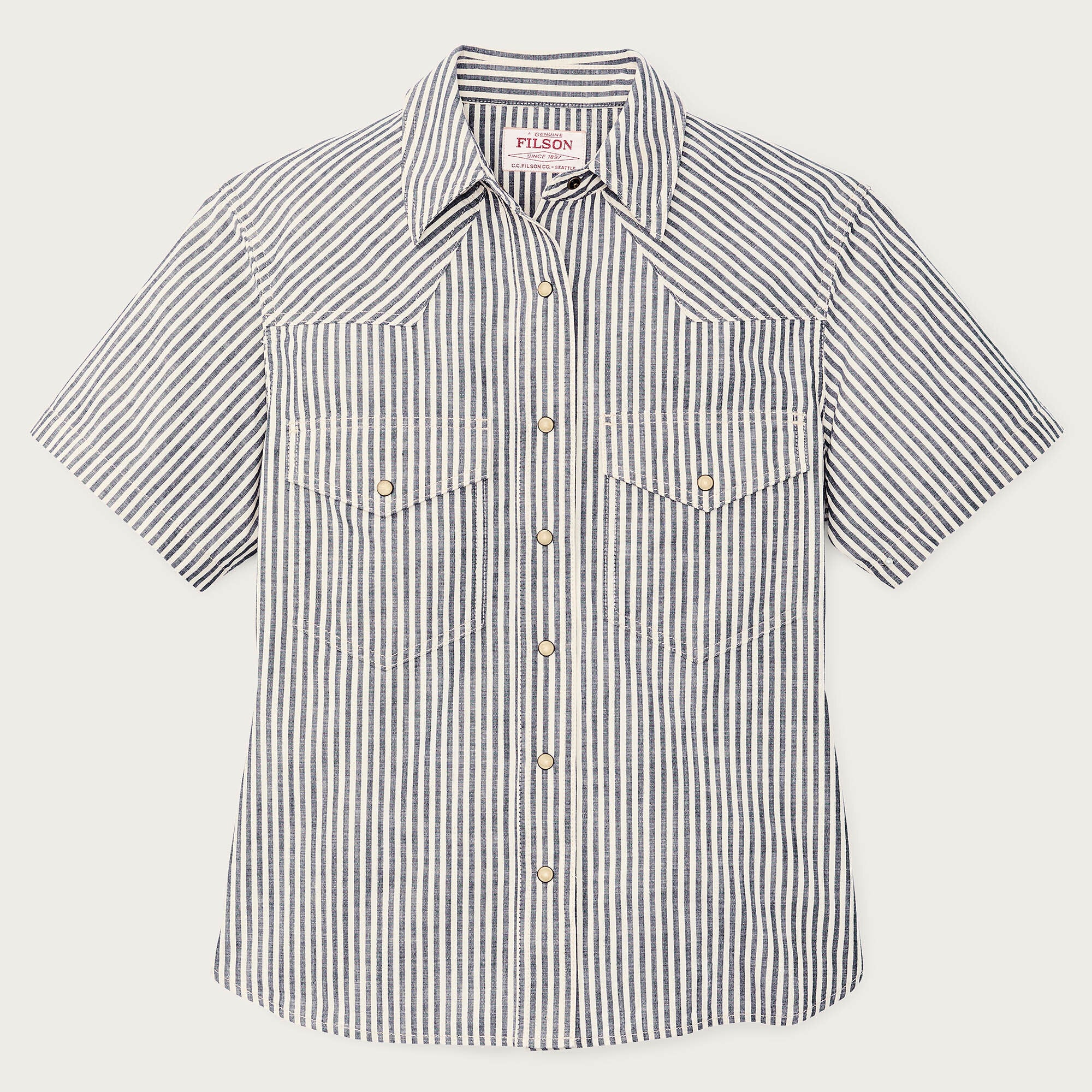 WOMEN'S SHORT SLEEVE CHAMBRAY WESTERN SHIRT